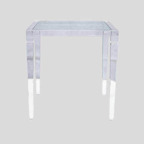 1970s Italian design clear perspex side table with glass top