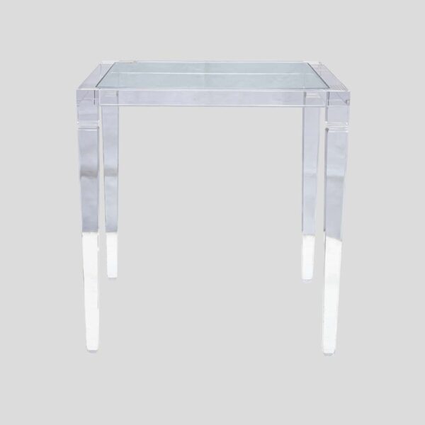 1970s Italian design clear perspex side table with glass top