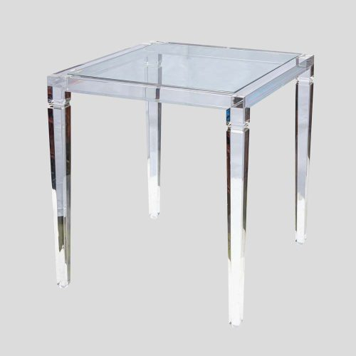 1970s Italian design clear perspex side table with glass top