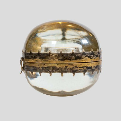 19th Century Clear solid spherical glass silver decoration coin container