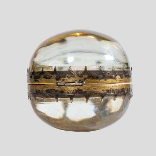 19th Century Clear solid spherical glass silver decoration coin container