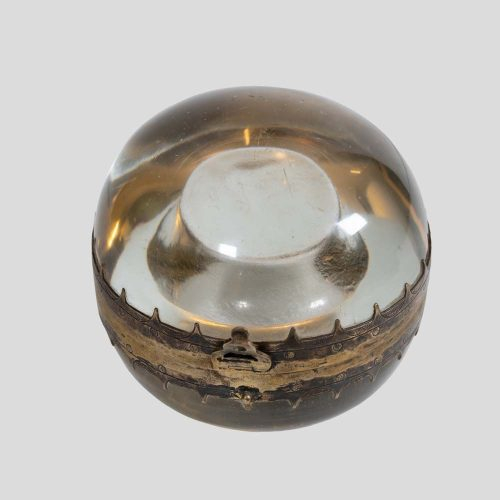 19th Century Clear solid spherical glass silver decoration coin container