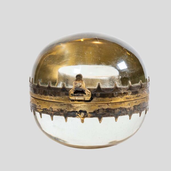 19th Century Clear solid spherical glass silver decoration coin container