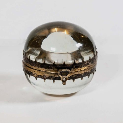 19th Century Clear solid spherical glass silver decoration coin container