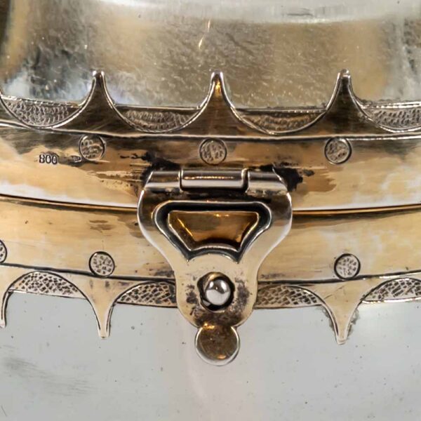 19th Century Clear solid spherical glass silver decoration coin container