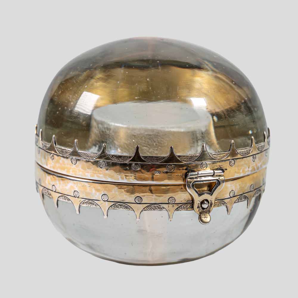 19th Century spherical glass silver decoration coin container-FM2344 (13)