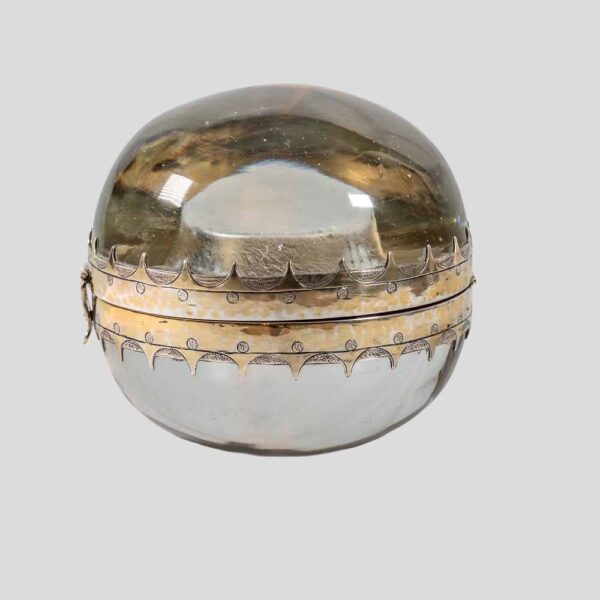19th Century Clear solid spherical glass silver decoration coin container