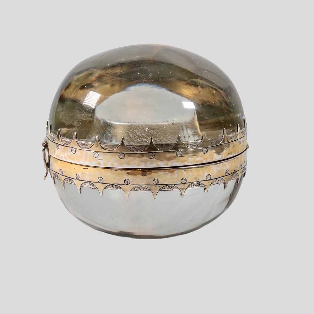 19th Century spherical glass silver decoration coin container-FM2344 (15)