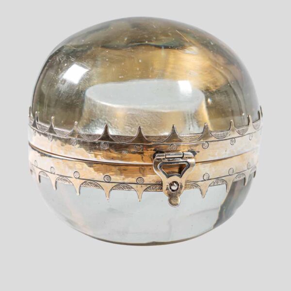 19th Century Clear solid spherical glass silver decoration coin container