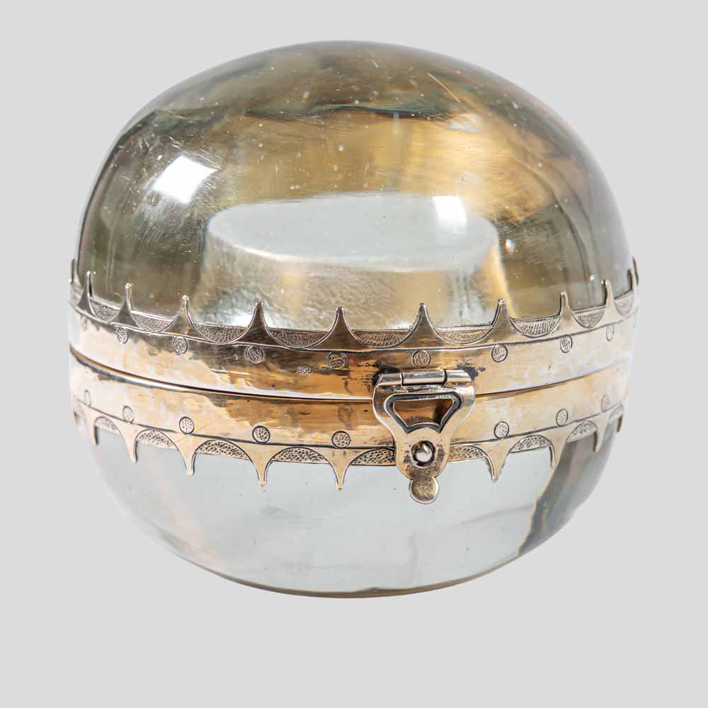 19th Century spherical glass silver decoration coin container-FM2344 (4)