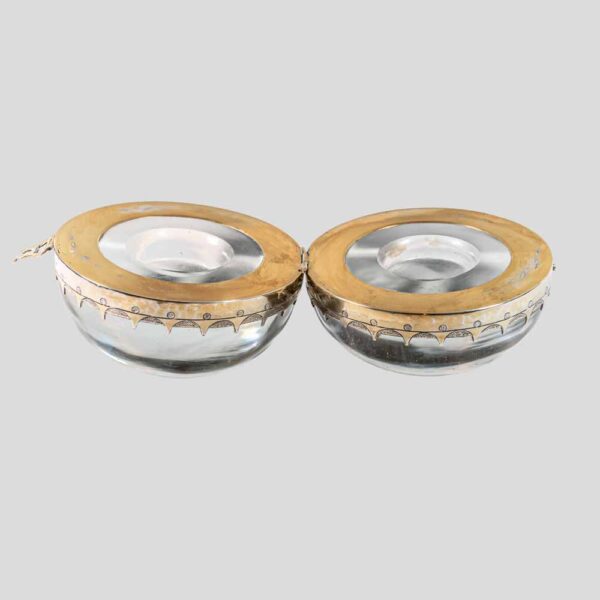 19th Century Clear solid spherical glass silver decoration coin container