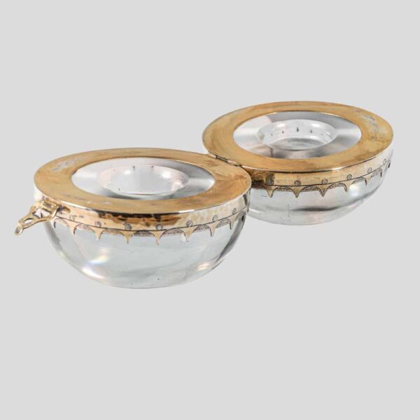 19th Century Clear solid spherical glass silver decoration coin container