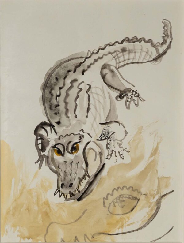 Crocodile water colour by Beverley Isaacs