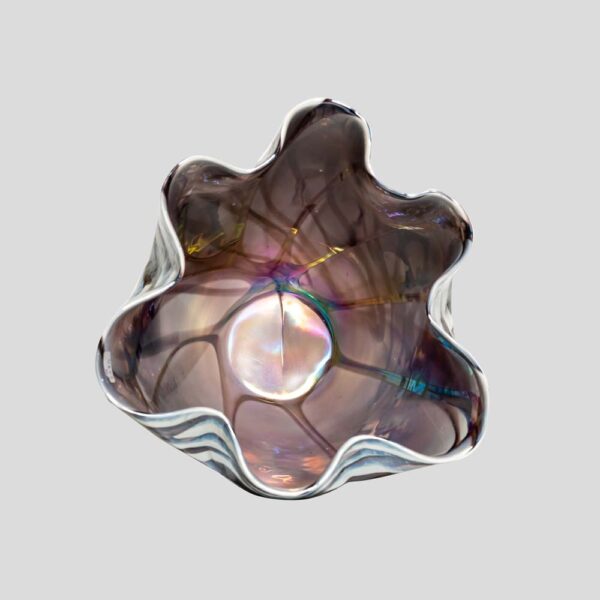 Vintage Murano vase white iridescent wavy decoration