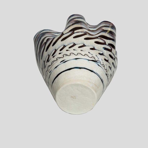 Vintage Murano vase white iridescent wavy decoration
