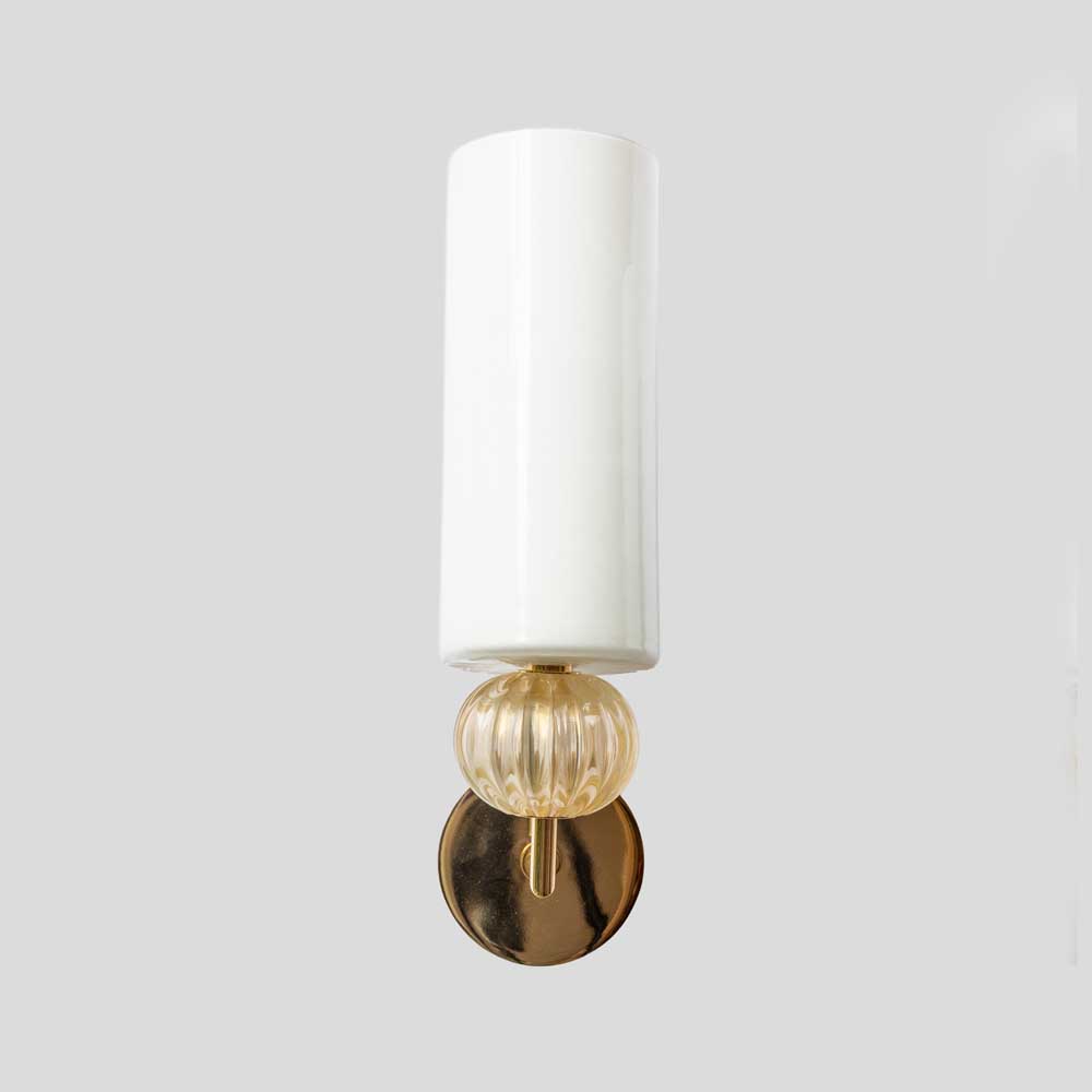 Pair of Murano Glass white and Gold glass wall sconces-FM1738 (16)