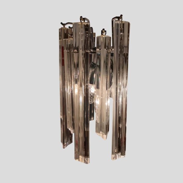 Pair of clear Murano glass Triedri wall lights