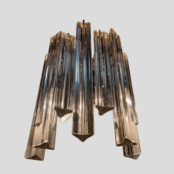 Pair of clear Murano glass Triedri wall lights