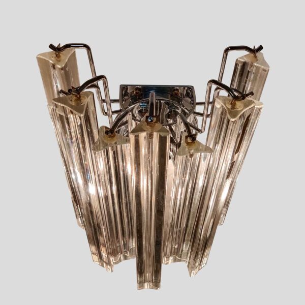 Pair of clear Murano glass Triedri wall lights