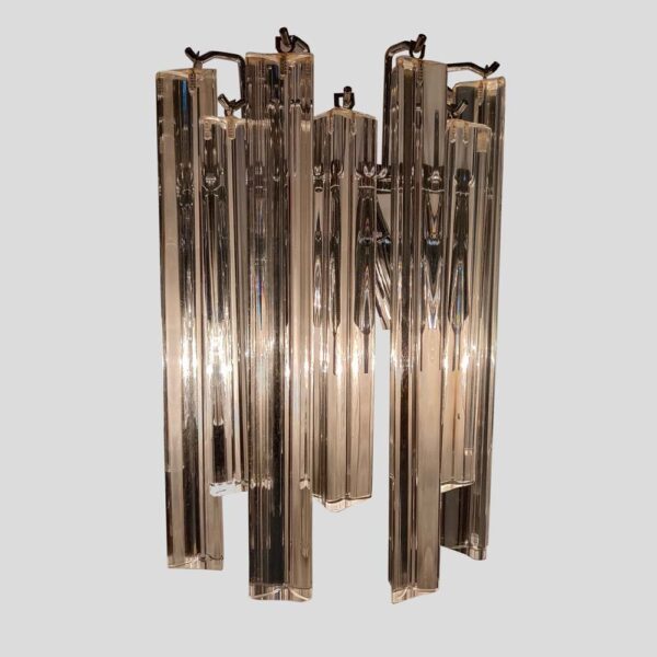 Pair of clear Murano glass Triedri wall lights