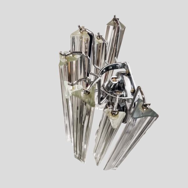 Pair of clear Murano glass Triedri wall lights