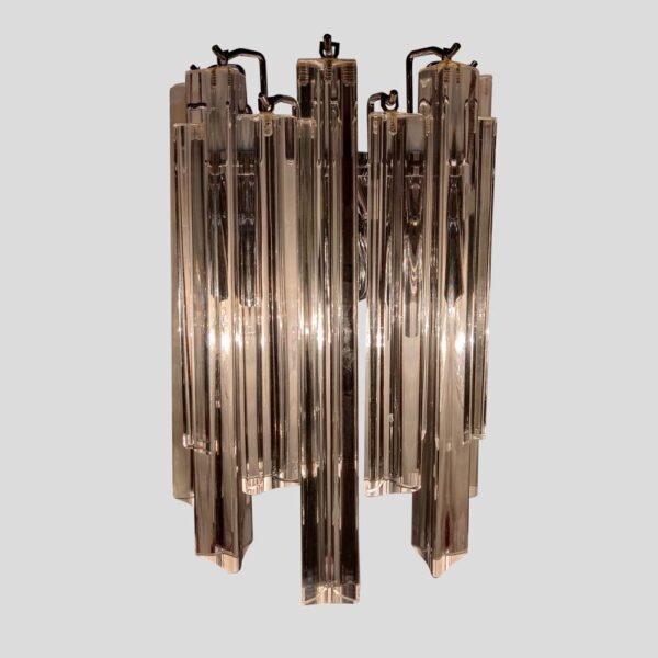 Pair of clear Murano glass Triedri wall lights