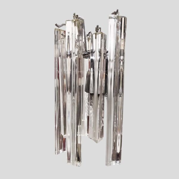 Pair of clear Murano glass Triedri wall lights