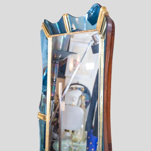 1940 Blue mirror glass frame mirror att. Luigi Fontana