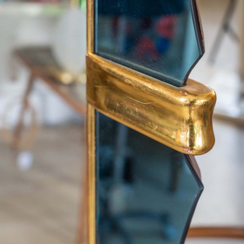 1940 Blue mirror glass frame mirror att. Luigi Fontana