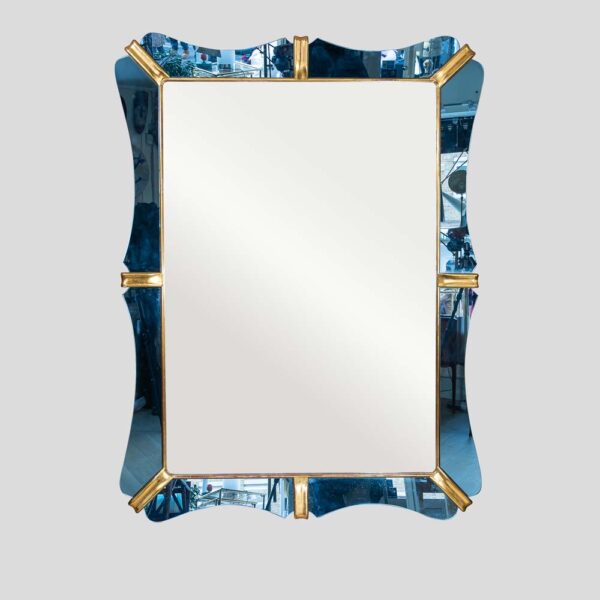 1940 Blue mirror glass frame mirror att. Luigi Fontana