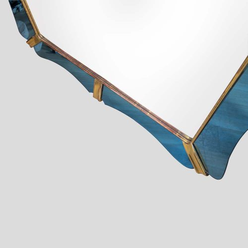1940 Blue mirror glass frame mirror att. Luigi Fontana