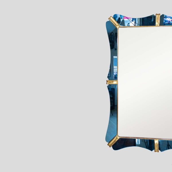 1940 Blue mirror glass frame mirror att. Luigi Fontana