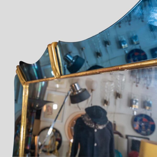 1940 Blue mirror glass frame mirror att. Luigi Fontana