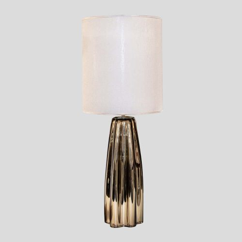 Pair of bronze color mirrored table lamps by Alberto Dona