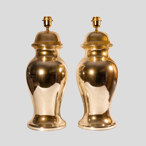 Pair of gold mirrored Chinese classic shape table lamps