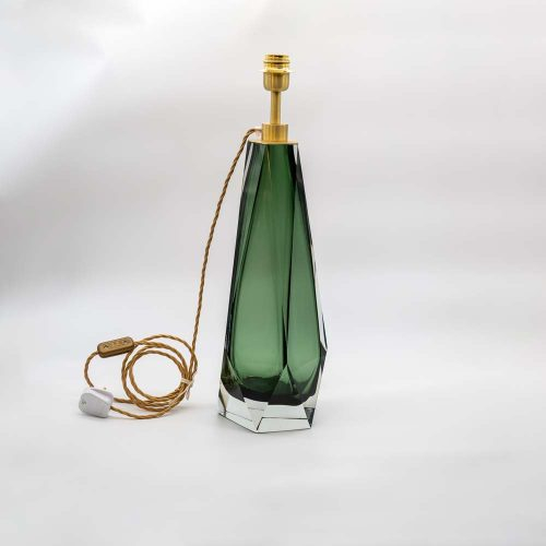 Pair of Briolette Murano glass emerald green table lamps