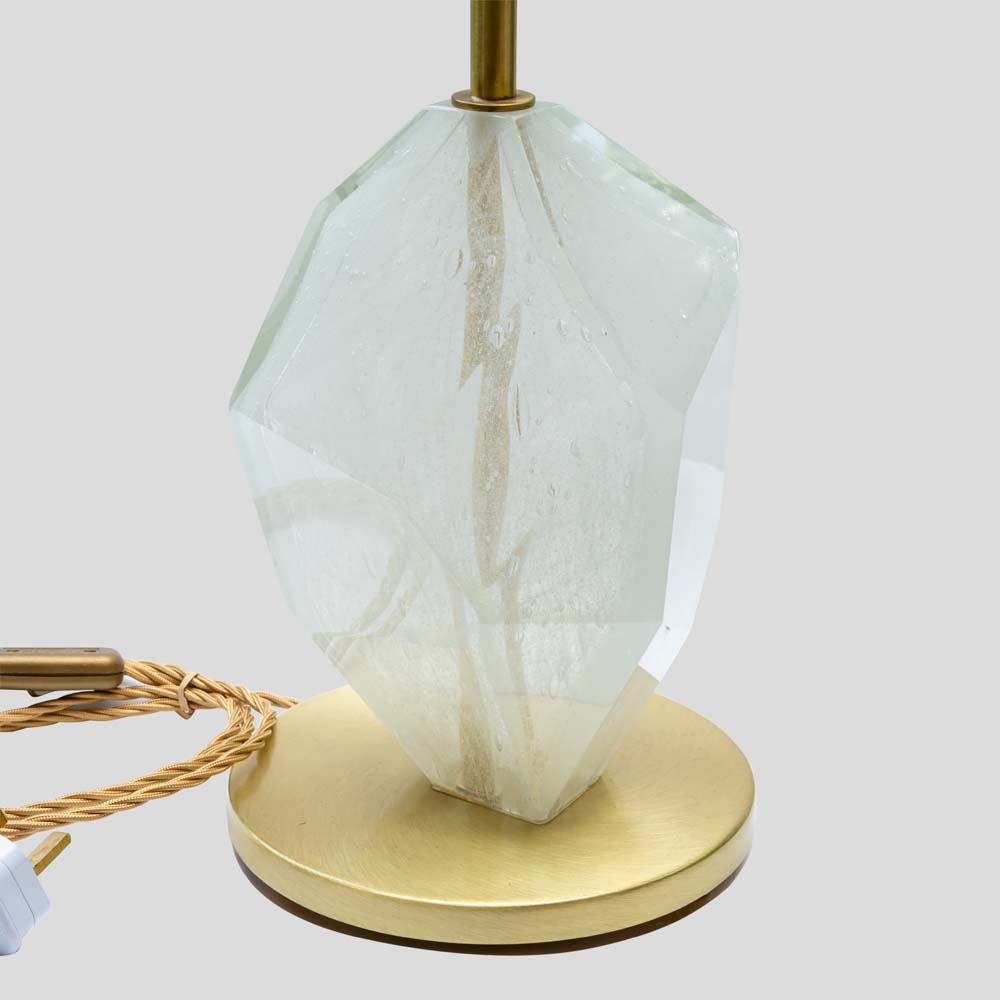 Pair of Ice color faceted Murano glass rock table lamps-FM2138 (1)