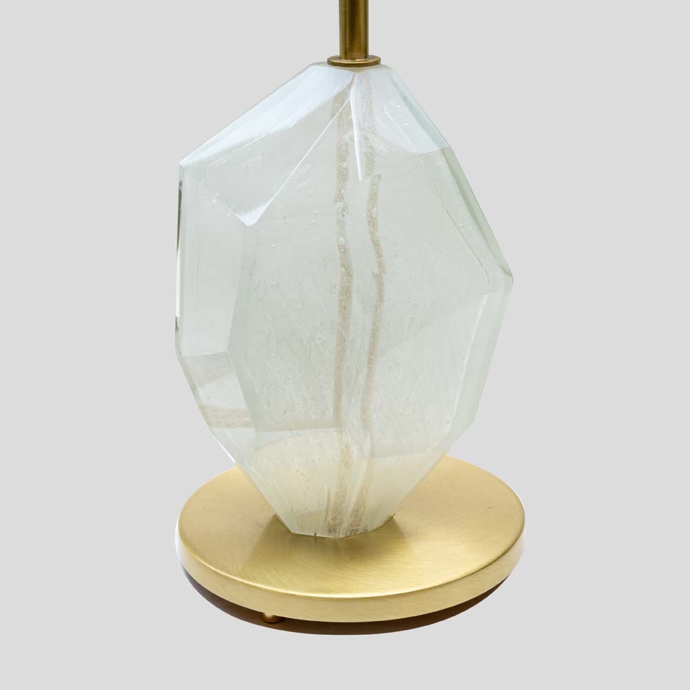 Pair of Ice color faceted Murano glass rock table lamps-FM2138 (3)