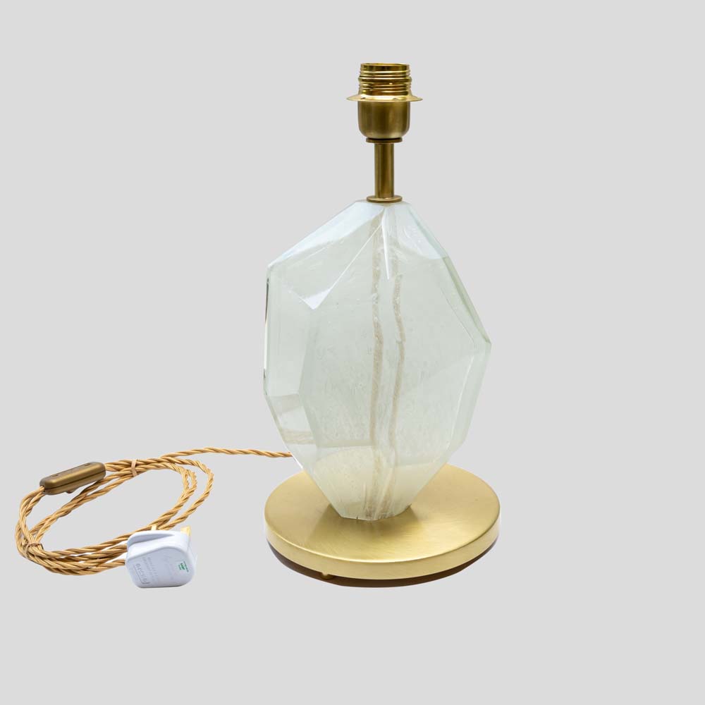 Pair of Ice color faceted Murano glass rock table lamps-FM2138 (4)