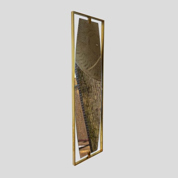 Tall Rectangular Mid Century Style brass frame mirror