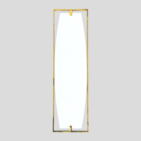 Tall Rectangular Mid Century Style brass frame mirror