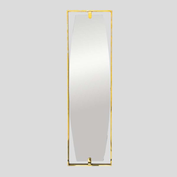 Tall Rectangular Mid Century Style brass frame mirror