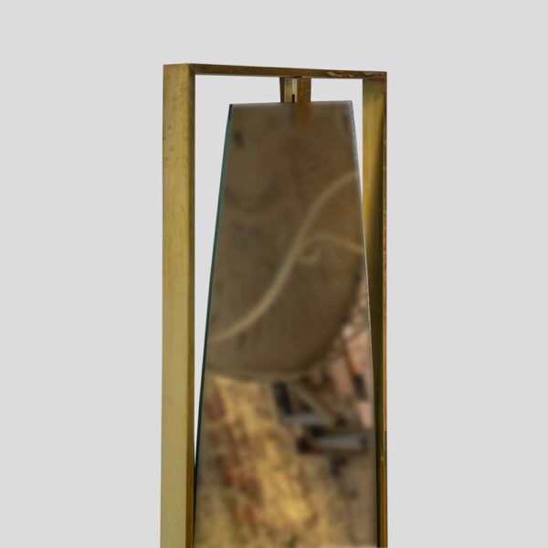 Tall Rectangular Mid Century Style brass frame mirror