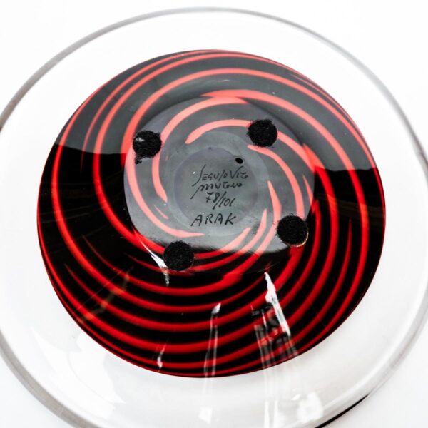 Red black Spiral bowl By Arak for Seguso Vetri d'Arte