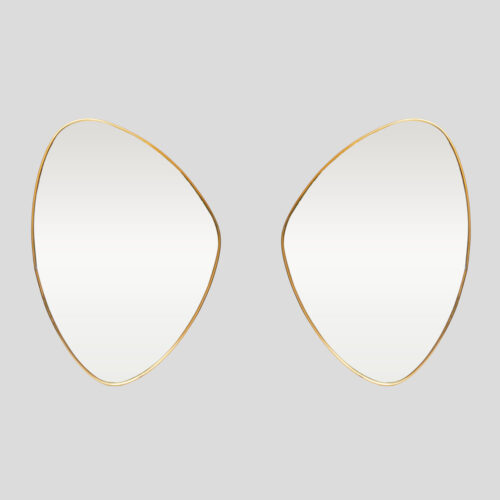 Set of 2 Italian design brass frame asymmetrical mirrors