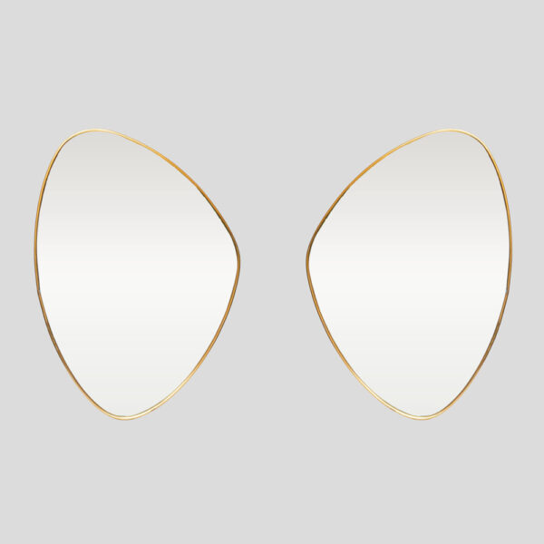 Set of 2 Italian design brass frame asymmetrical mirrors