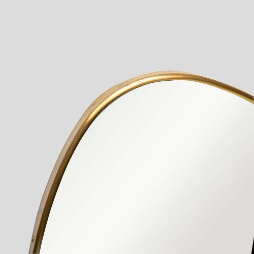 Pair of Italian design brass frame asymmetrical mirrors