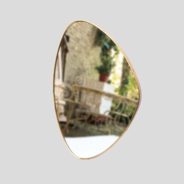 Set of 2 Italian design brass frame asymmetrical mirrors