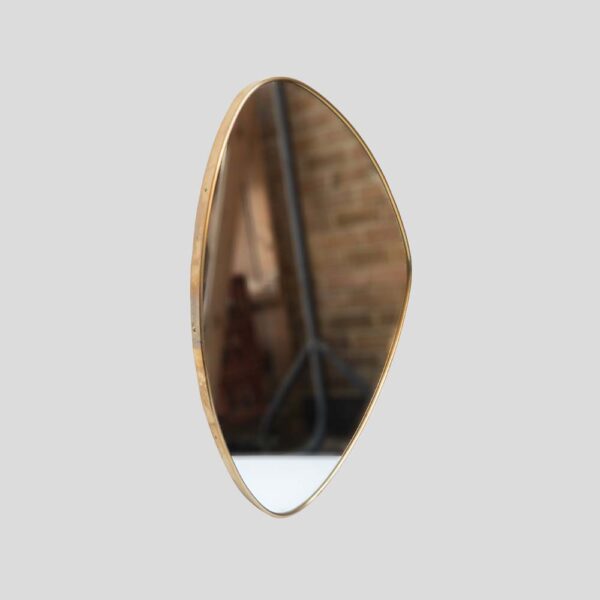 Set of 2 Italian design brass frame asymmetrical mirrors