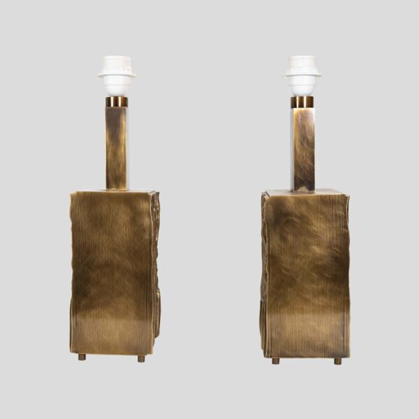 Pair of brutalist table lamps designed by Luciano Frigerio